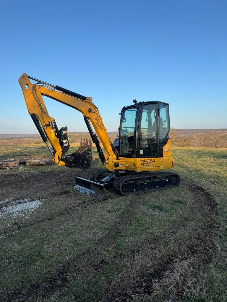 McGlothlin Services excavator working at a Southwest Missouri job site